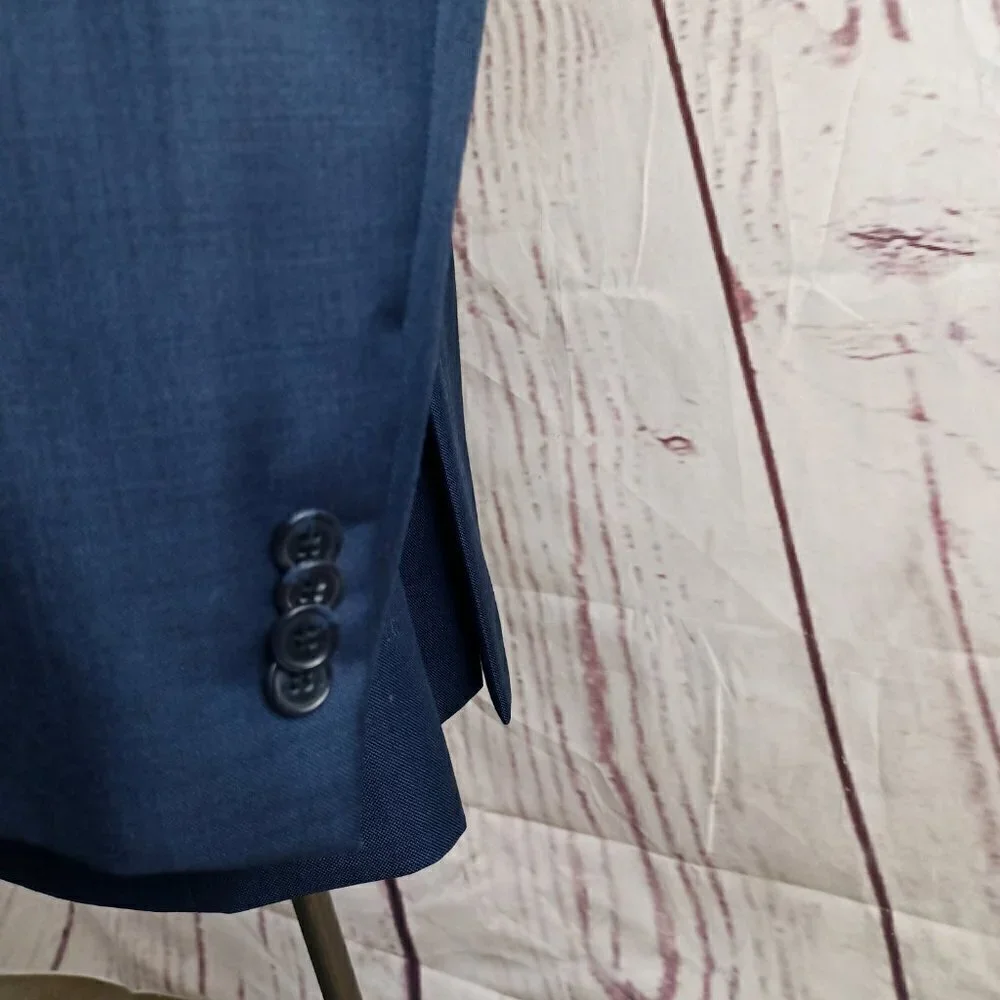 Tommy Hilfiger 44L Wool 2 Button Blue Birdseye Suit Blazer Jacket